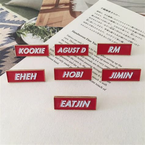 Bts 방탄소년단 Supreme Inspired Enamel Name Pins Entertainment K Wave On Carousell Pin And