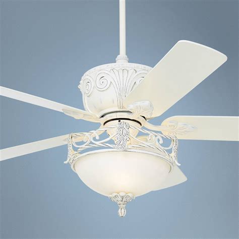 52 Casa Deville Rubbed White Ceiling Fan With Light 11h24 Lamps