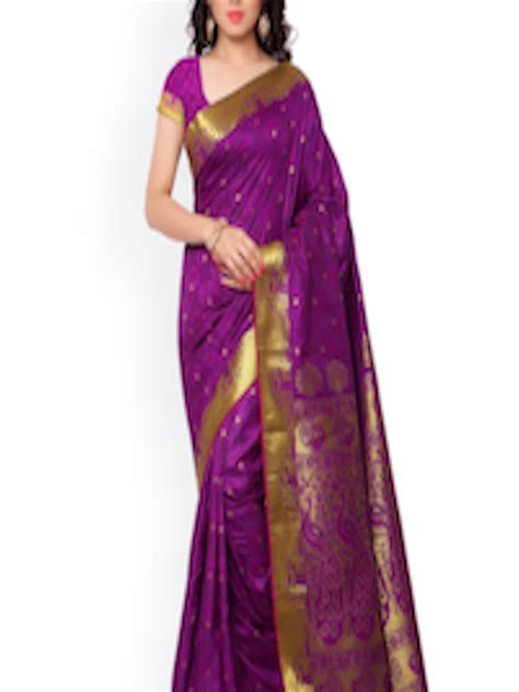 Buy Varkala Silk Sarees Magenta Jacquard And Kanchipuram Art Silk Traditional Saree Sarees For