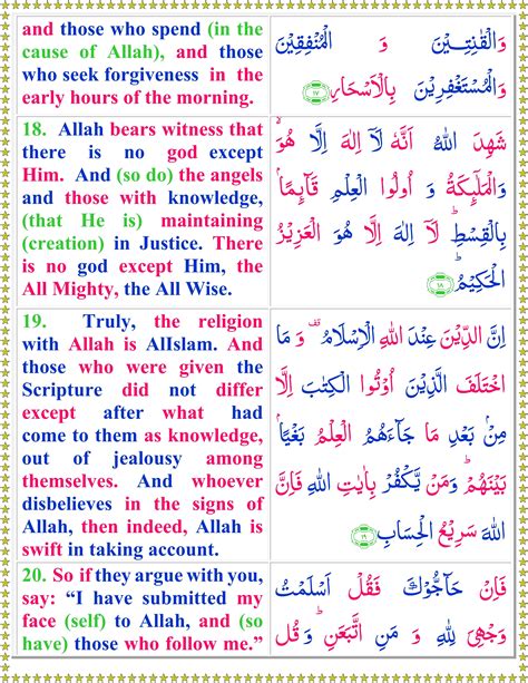 Read Surah Al Imran With English Translation Quran O Sunnat