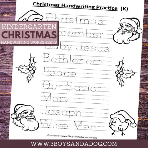 Free Kindergarten Christmas Handwriting Worksheet