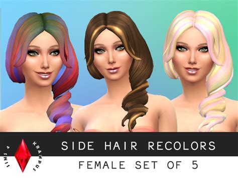 Sims 4 Hairs The Sims Resource Side Hair Recolors Set Of 5 By