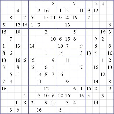 Sudoku 16 X 16 Para Imprimir Sudoku 16 X 16 Para