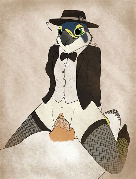 Rule 34 Anthro Avian Bedroom Eyes Bird Black Tie Suit Bodily Fluids Bottomless Bow Tie