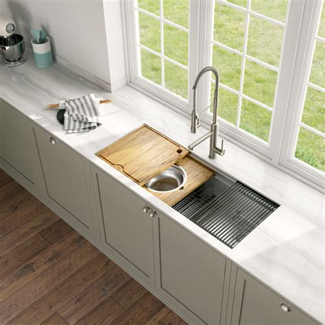 All four corners are square, similar to a box. Tips to quickly select a large kitchen sink