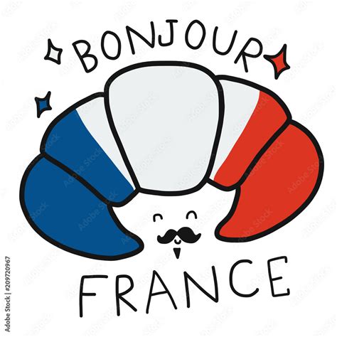 Bonjour Mean Good Morning In English France Word And Croissant