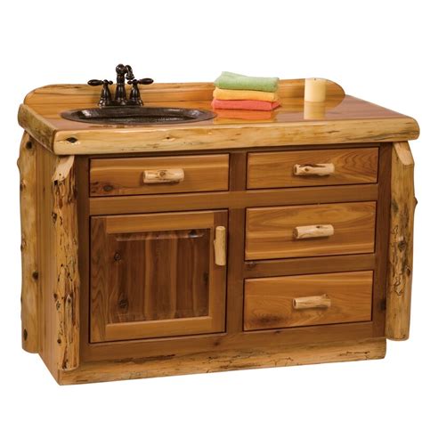 For a complete update, replace the sink, countertop and faucet the for large countertops and vanities, having another person available makes the job easier. Fireside Lodge Traditional Cedar Log 48" Bathroom Vanity ...