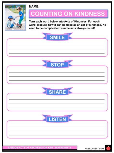 Random Acts Of Kindness For Kids Facts And Worksheets