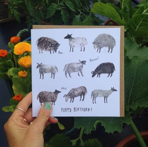 Sheep Birthday Card Happy Birthday Sheep Animal Card Art Etsy Uk