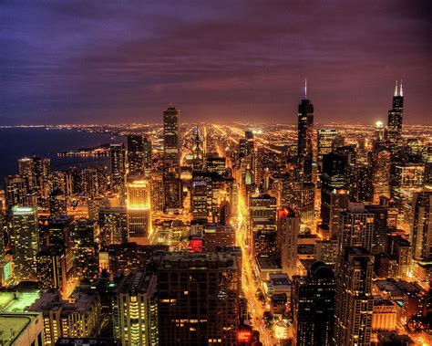 Night Cityscape Of Chicago By Jacob D Moore