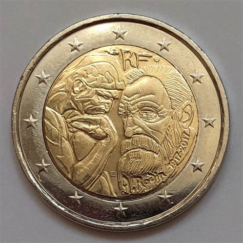 2 Euro Münze 100 Todestag Von Auguste Rodin 2017 Frankreich In