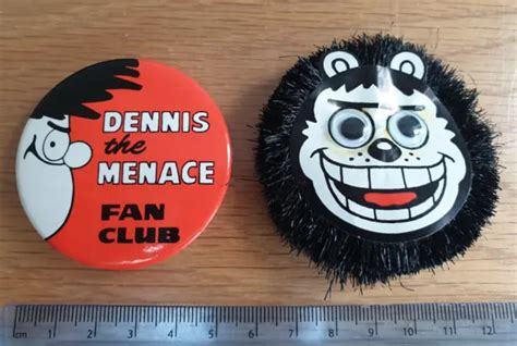 Vintage 1980s Dennis The Menace And Gnasher Fan Club Metalfuzzy Pin