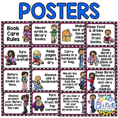 Book Care Rules Posters Book Care School Library Displays Library