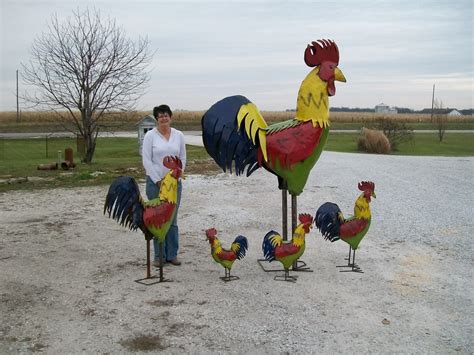 One is oaxaca where artisans use more natural and laquered tin, and the other location is san miguel de. 96" Very Large Metal Rooster Yard Art Sculpture