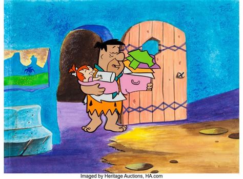 The Flintstones Carry On Nurse Fred Pebbles And Fred Production Cel