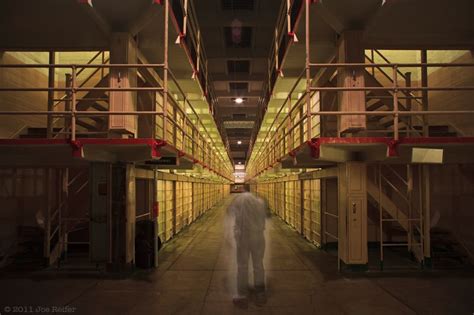 alcatraz prison haunted alcatraz prison at night ghost dance in a haunted cell block — by