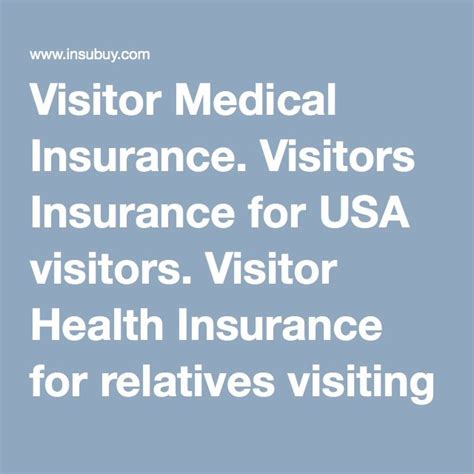 Service and claims handled in usa. Visitor Medical Insurance. Visitors Insurance for USA ...
