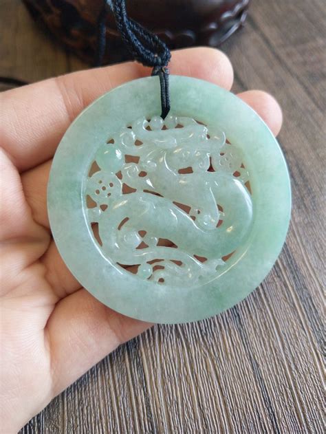 Chinese Dragon Jadeite Pendant For Necklace Natural Green Grade A Jade
