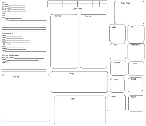 Free Character Reference Sheet Template By Starlight573 On
