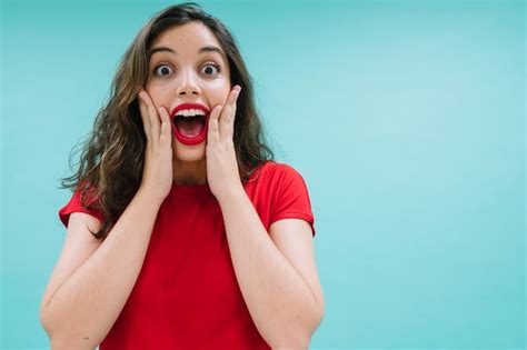 Free Photo Surprised And Excited Woman