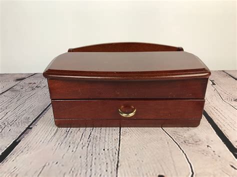 Vintage Wooden Jewelry Box With Drawer Mens Jewelry Organizer Etsy