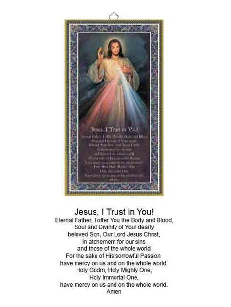 Gold Foiled Wood Prayer Plaque Divine Mercy Jesus I Trust In You