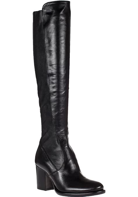 275 Central Stretch Over The Knee Boot Black Leather In Black Lyst