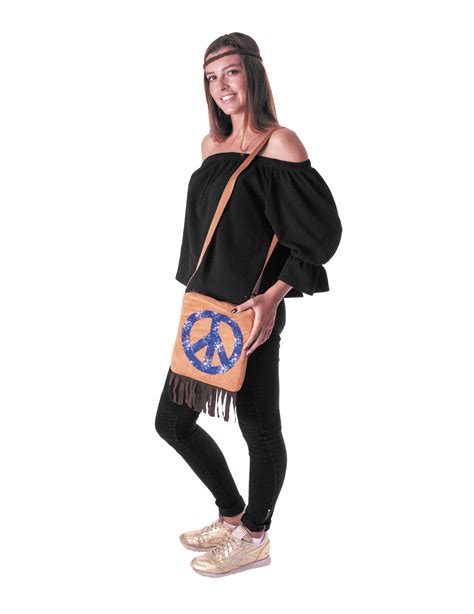 Die größe ist perfekt, der endspurt hat sich wirklich… 60er-Jahre Hippie Handtasche Peace-Zeichen blau-braun ...