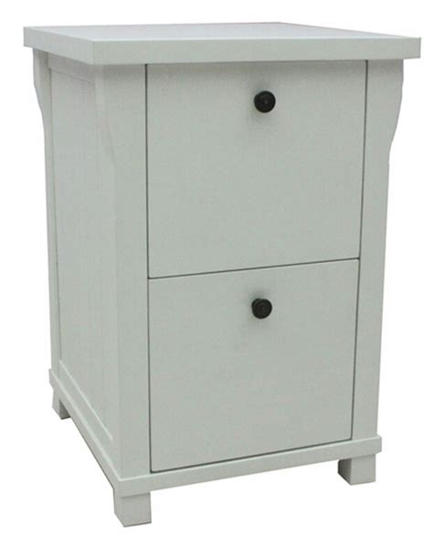 Four casters (front two lock). Baumhaus Hampton White Painted 2 Drawer Filing Cabinet ...