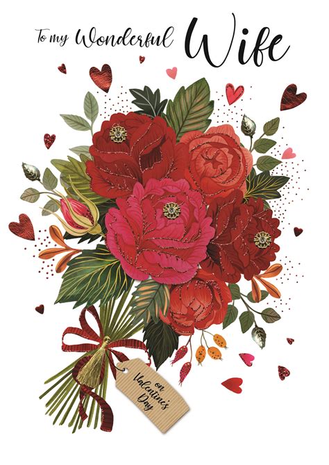 Wonderful Wife Embellished Valentines Day Greeting Card Cards