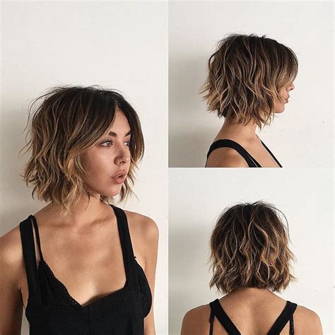 Sexy Layered Bob With Curtain Bangs And Undone Wavy Textur Flickr