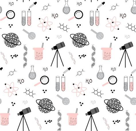 Premium Vector Hand Drawn Set Of Science Elements Seamless Pattern