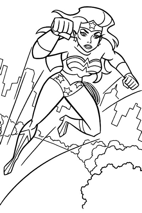 Disegno Di Wonder Woman Che Vola Da Colorare