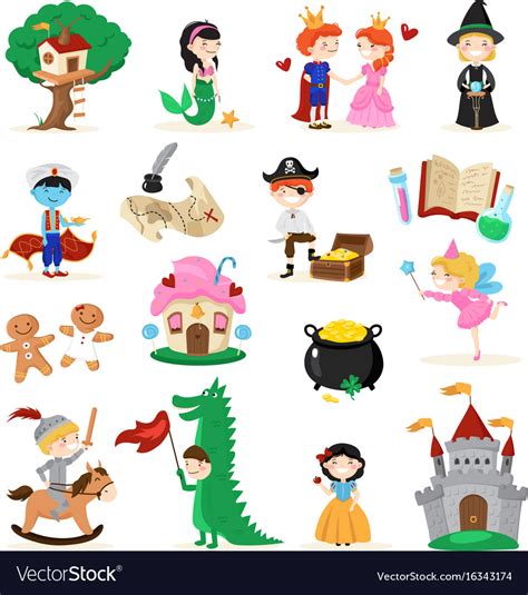 Fairytale Characters Cartoon Set Royalty Free Vector Image