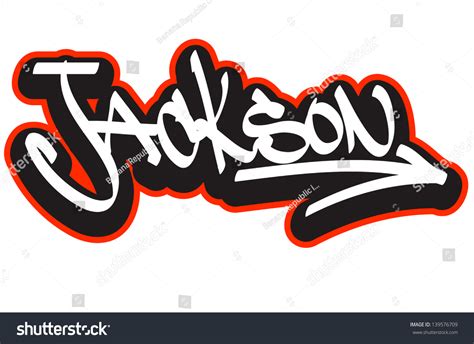 Jackson Graffiti Font Style Name Hiphop เวกเตอร์สต็อก ปลอดค่า