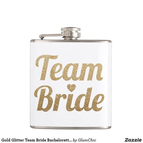 Gold Glitter Team Bride Bachelorette Drink Flask Zazzle