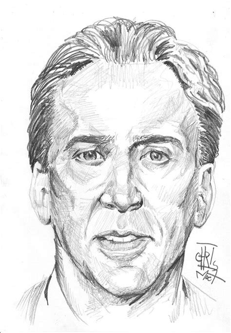Nicolas Cage Pencil Portrait Drawing Pencil Drawings Easy Face