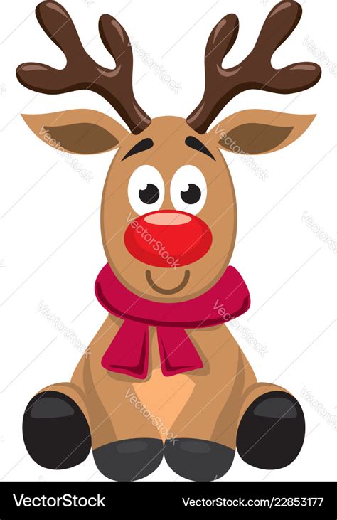 Cute Cartoon Of Red Nosed Reindeer Toy Rudolph Vector Image