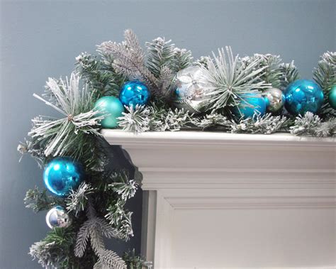 Christmas Garland Flocked Decorated Blue And Silver 6