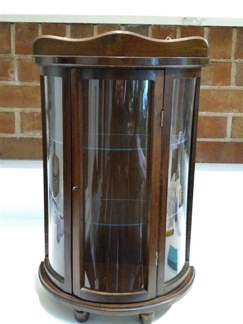 Vintage Curved Glass Curio Case Bow Front Display Cabinet Etsy