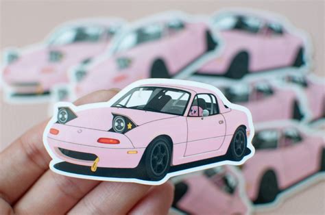 Kawaii Pink Miata Vinyl Sticker Cute Jdm Car Decor Slap Etsy