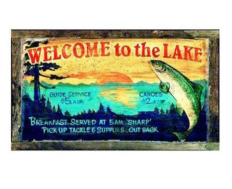 Customizable Welcome To The Lake Vintage Style Wooden Sign