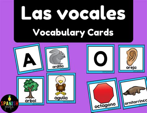 Las Vocales Vocabulary Cards Vowels In Spanish Spanish