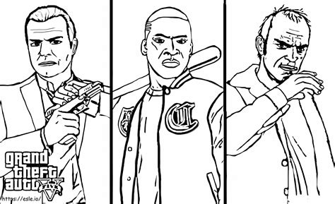 Characters In GTA 5 Coloring Page