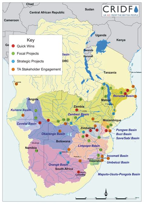 Map Of Sadc River Basins And Cridf Projects Cridf Rc