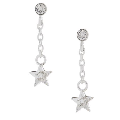 Sterling Silver Swarovski® Crystal Star Drop Earrings Claires