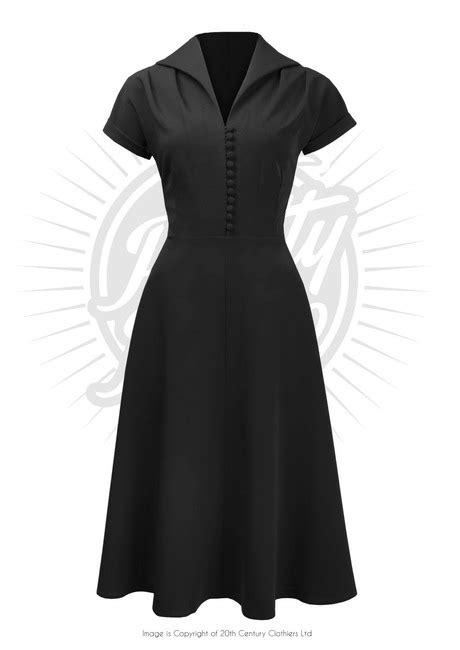 40s Style Hostess Day Dress In Black
