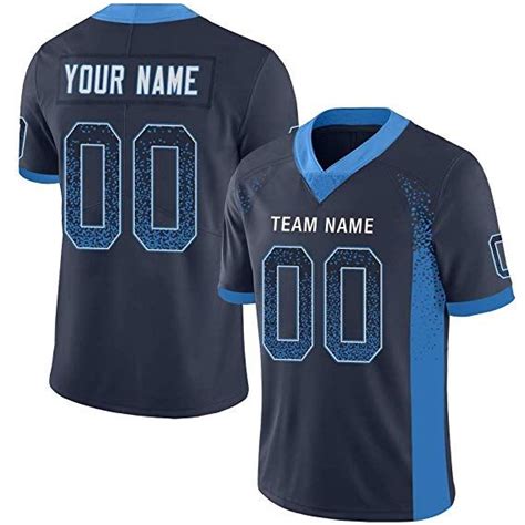 Custom Navy And Blue Football Jersey Stitched Name Number Design