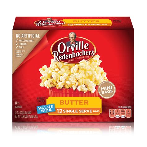 Orville Redenbachers Butter Popcorn Mini Bags 15 Oz 12 Ct