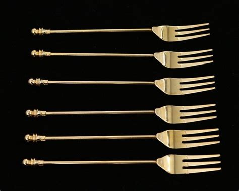 6x Hanseat Small Cake Forks 24k Gold Plated Design By Etsy
